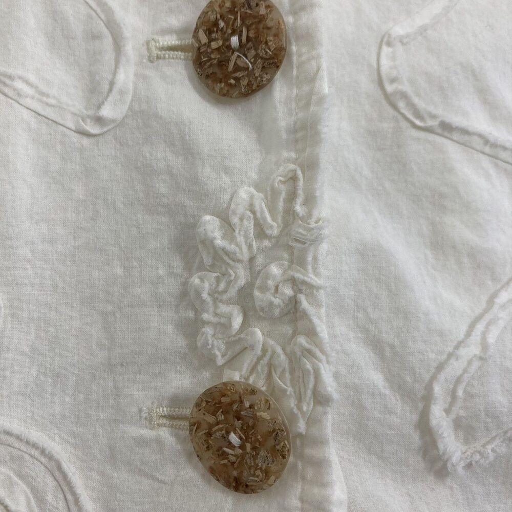 SIMONTON Says Jacket Womens Small White Cotton Floral Embroidered Boho Textured - Picture 16 of 16